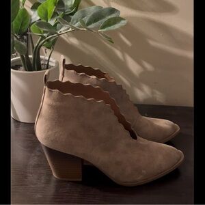 Womens cut out ankle boots in taupe
